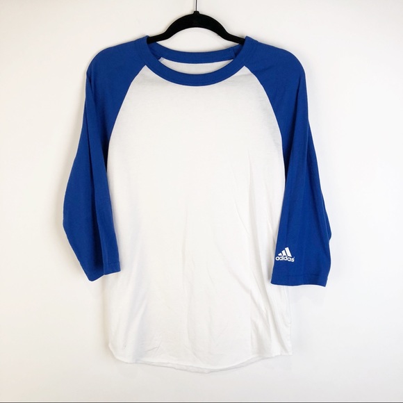 adidas Tops - Adidas Blue White Raglan Baseball 3/4 Sleeve Top
